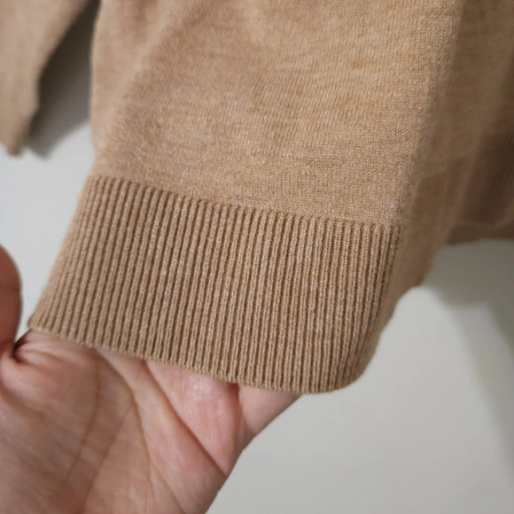 SAKS FITH AVENUE Nwt Drop Shoulder Faux Fur Trim Hoodie, Heather Camel Brown, XL - Picture 7 of 11